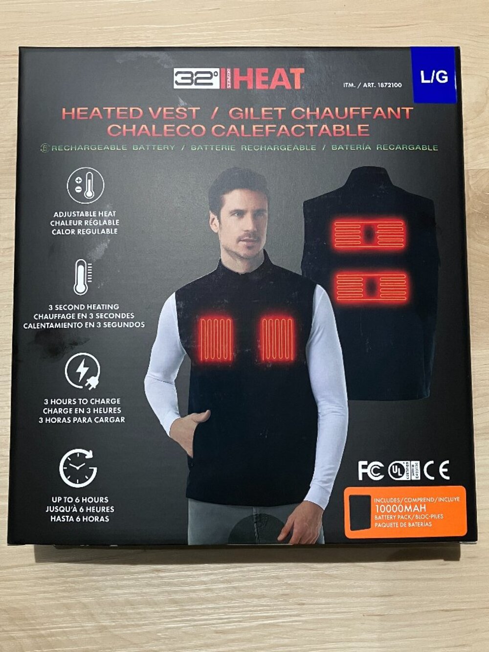 NIB 32 Degrees Men's Rechargeable Heated Vest - Size Large